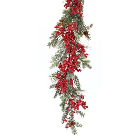 Pine and Berry Garland 6'L (Set of 2) Plastic/Foam