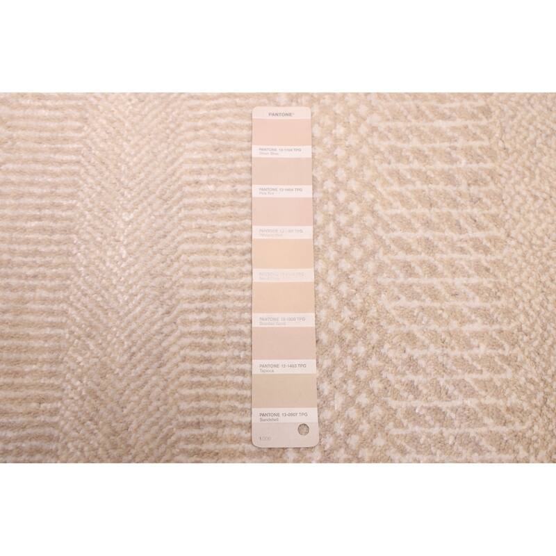 ECARPETGALLERY Hand-knotted Finest Silk Shadow Beige Silk, Wool Rug - 2'6 x 7'11