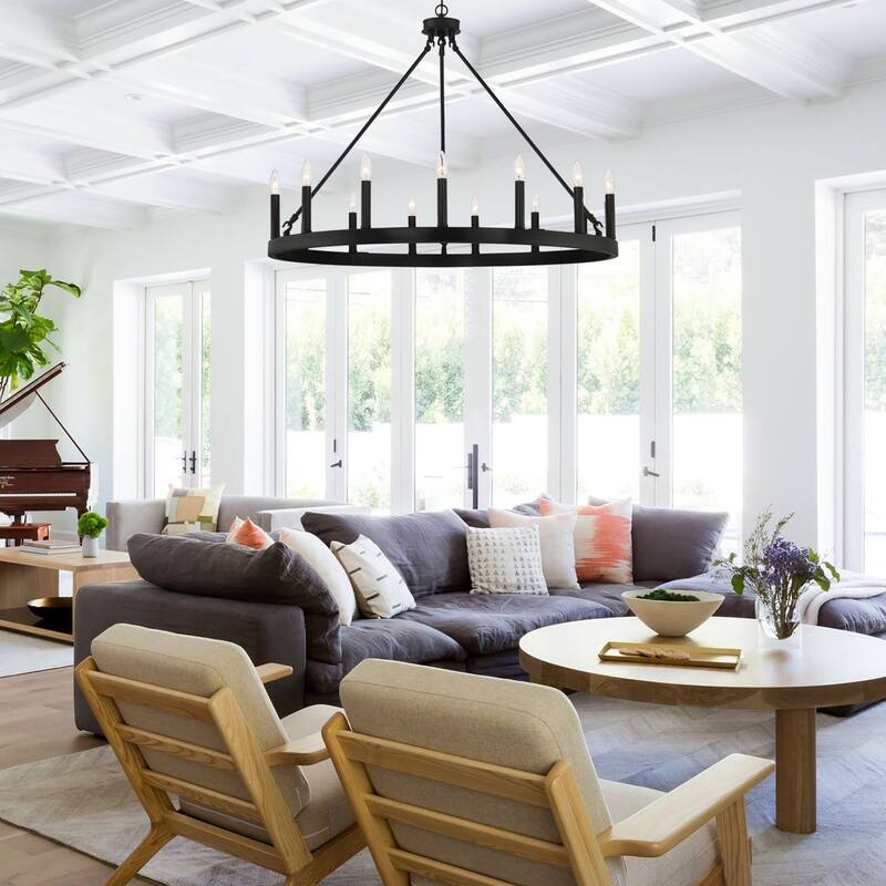 Acroma 15-light Modern Farmhouse Round Wagon Wheel Chandelier