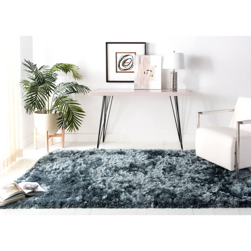 SAFAVIEH Handmade Ocean Shag Lyse Glam 2.5-inch Thick Rug