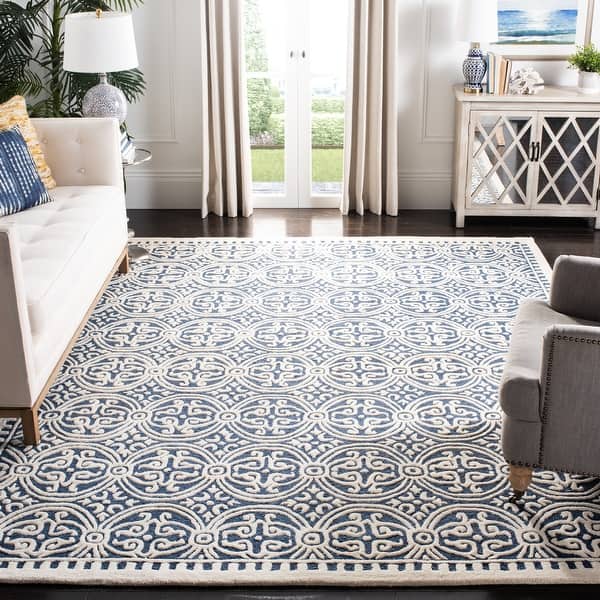 slide 2 of 75, SAFAVIEH Handmade Cambridge Myrtis Modern Moroccan Wool Area Rug 6' x 9' - Navy Blue/Ivory