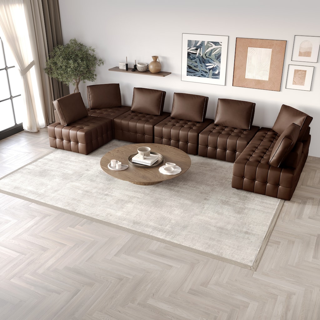 CraftPorch 7-Piece Elegance Button-Tufted PU Upholstered