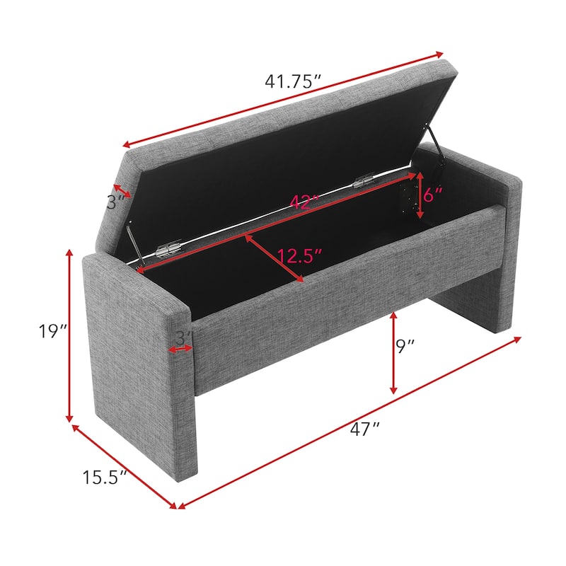 End of Bed Ottoman Bench, Modern 47" Fabric Entryway Storag Bench, Upholstered Single Foot Rest Stool for Bedroom
