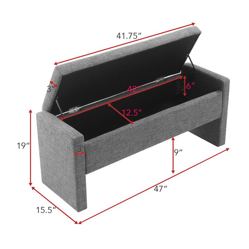 Modern Bed End Bench with Storage,Upholstered Large Foot Rest Stool, Comfy Window