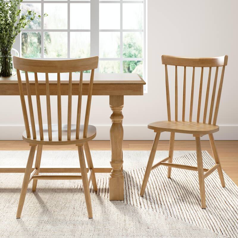 Bush Furniture Windsor High Back Spindle Dining Chairs - Set of 2 - Natural Honey Brown