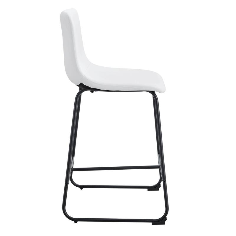 Modern Simple PU Bar Stools Set of 2 with Backrest Footstool with Soft PU Leather Seat for Home, Bar