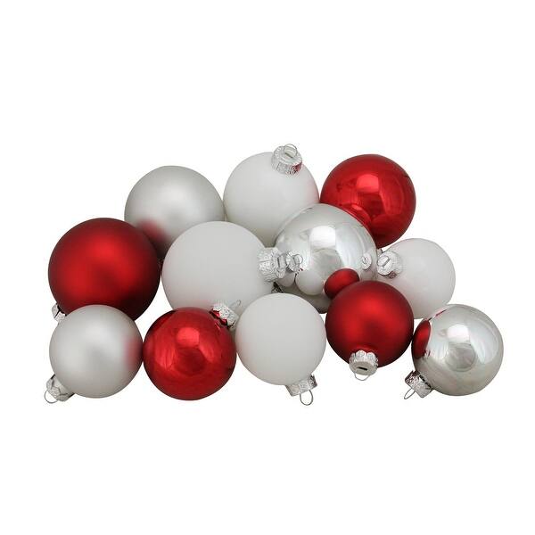 Shop 96ct Red And White 2 Finish Christmas Glass Ball Ornaments 3 25 80mm Overstock 25461716