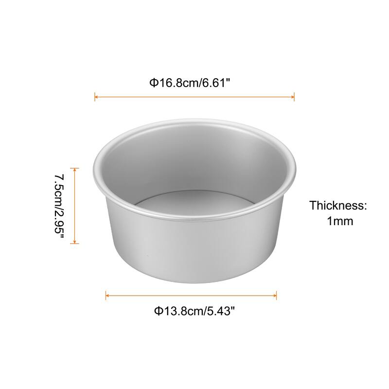 2Pcs Round Cake Pan with Removable Loose Bottom Anodized Aluminum Baking Pan - Silver Tone - 6"