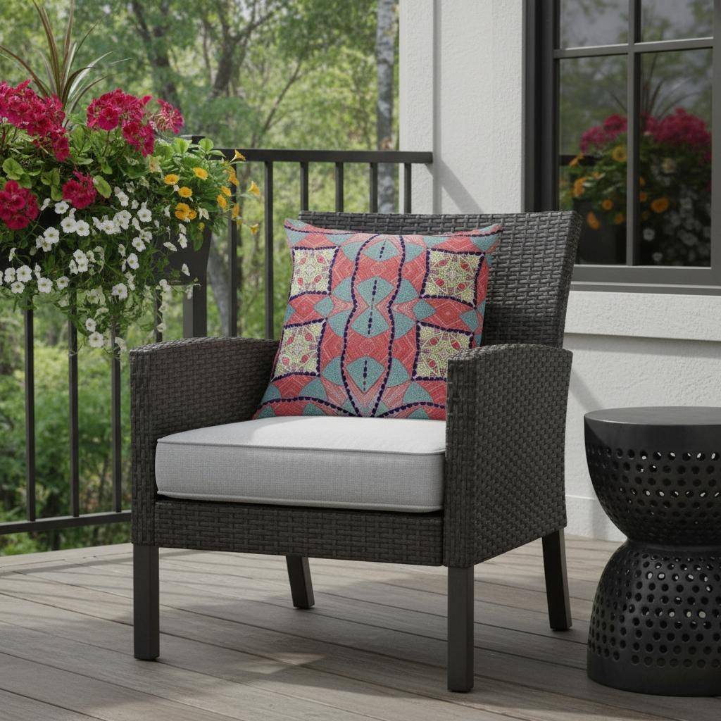 HomeRoots Set of Two 16" X 16" Yellow Red Blown Seam Eclectic Indoor Outdoor Throw Pillow - 16.00' X '16.00' X '5.00