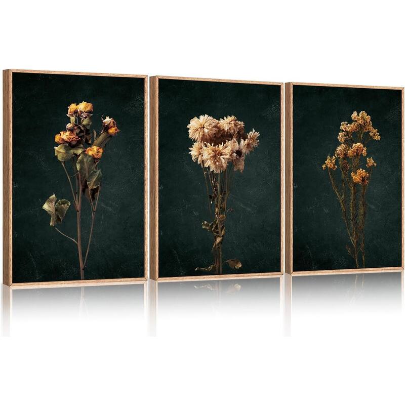 Boho Floral Framed Canvas Wall Art Set - 16 x 24