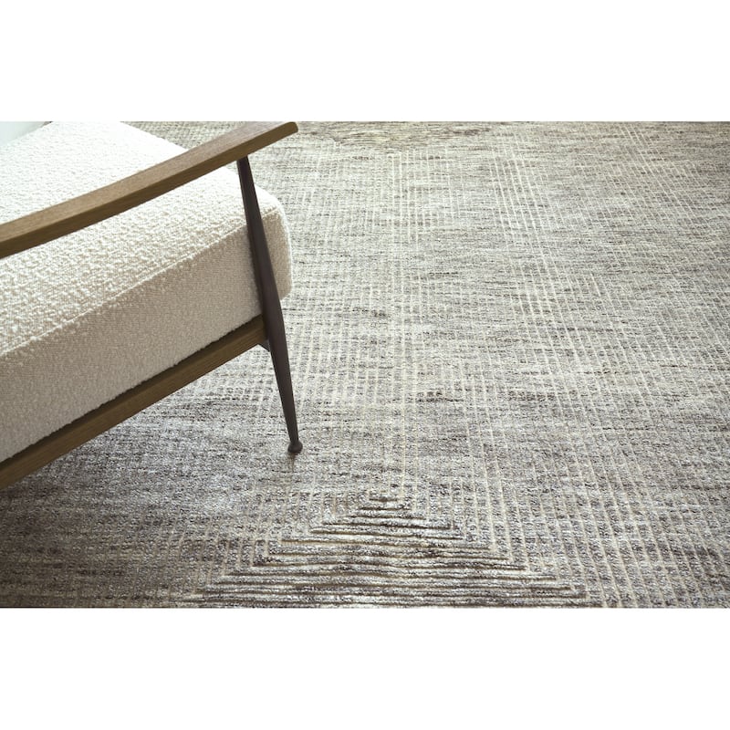 EXQUISITE RUGS Crescent Hand-knotted New Zealand Wool Grey Area Rug.