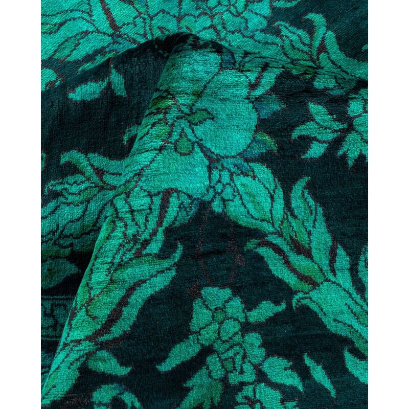 Overton Hand Knotted Wool Vintage Inspired Modern Contemporary Overdyed Blue Area Rug - 6' 2" x 9' 1"