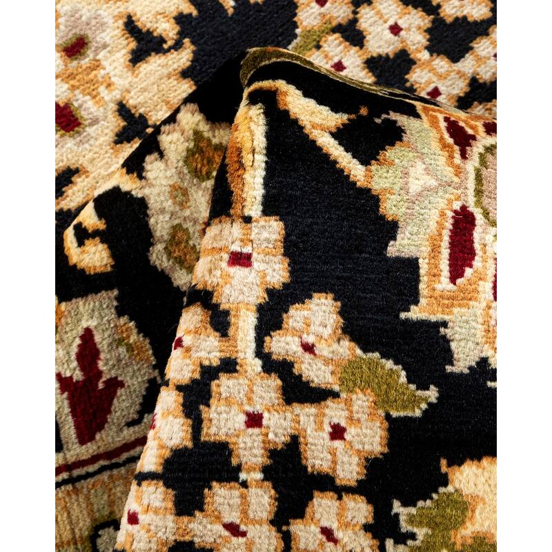 Overton Handknotted Wool Traditional Oriental Black Area Rug - 6' x 9'