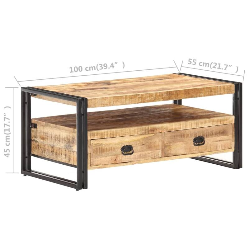 vidaXL Coffee Table 39.4"x21.7"x17.7" Rough Mango Wood