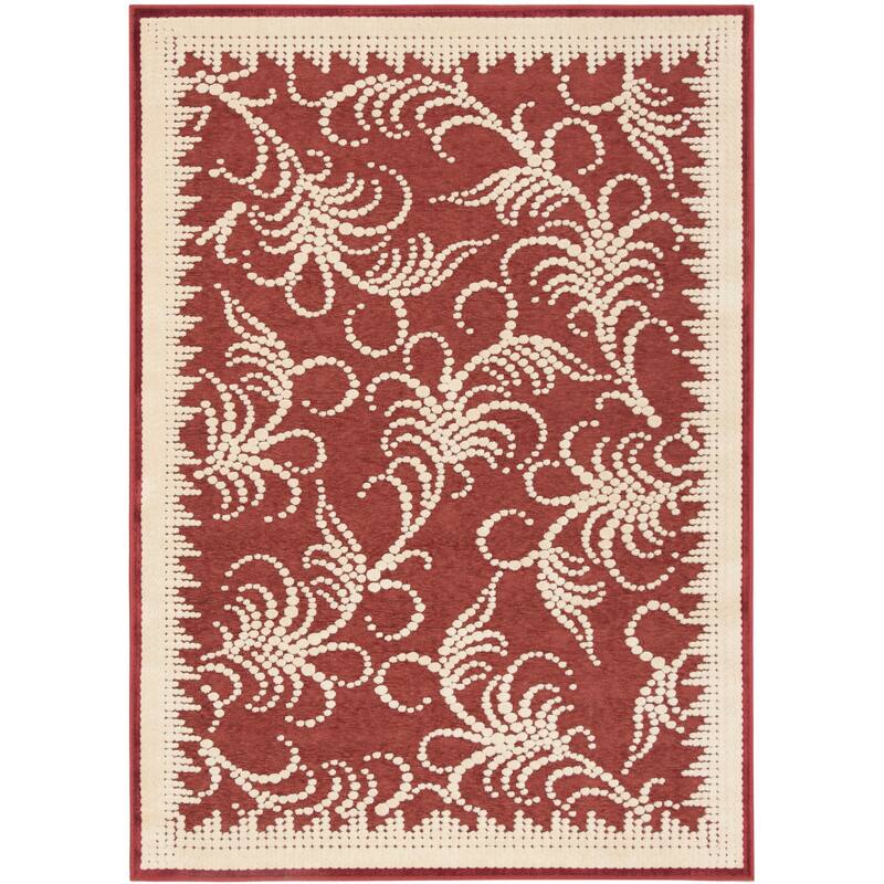 Martha Stewart by SAFAVIEH Handmade Fountain Swirl Viscose Rug - 4' x 5'7" - Red/Ivory