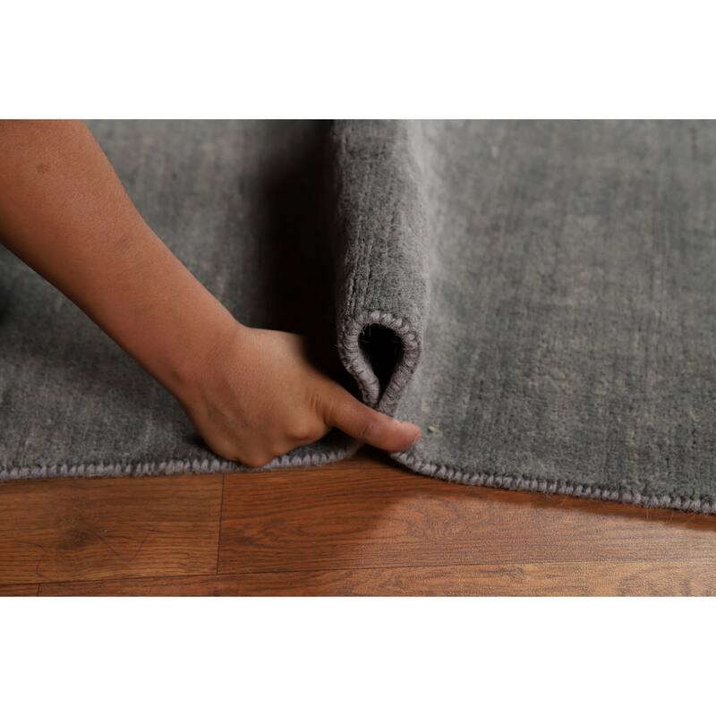 Modern Gabbeh Oriental Foyer Rug Hand-Knotted Grey Wool Carpet - 3'4"x 4'10"