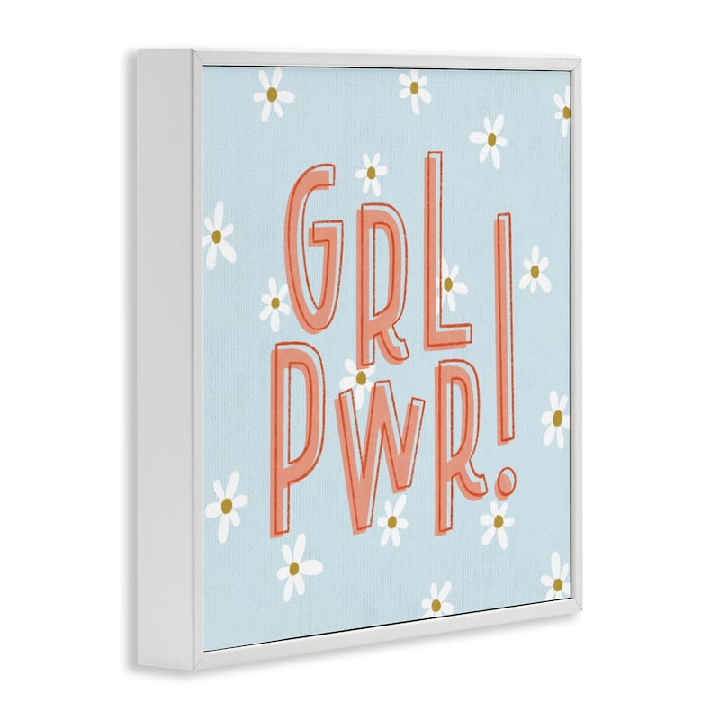 Stupell Girl Power with Daisy Patterns Framed Giclee Art Design By Sarah Hickman