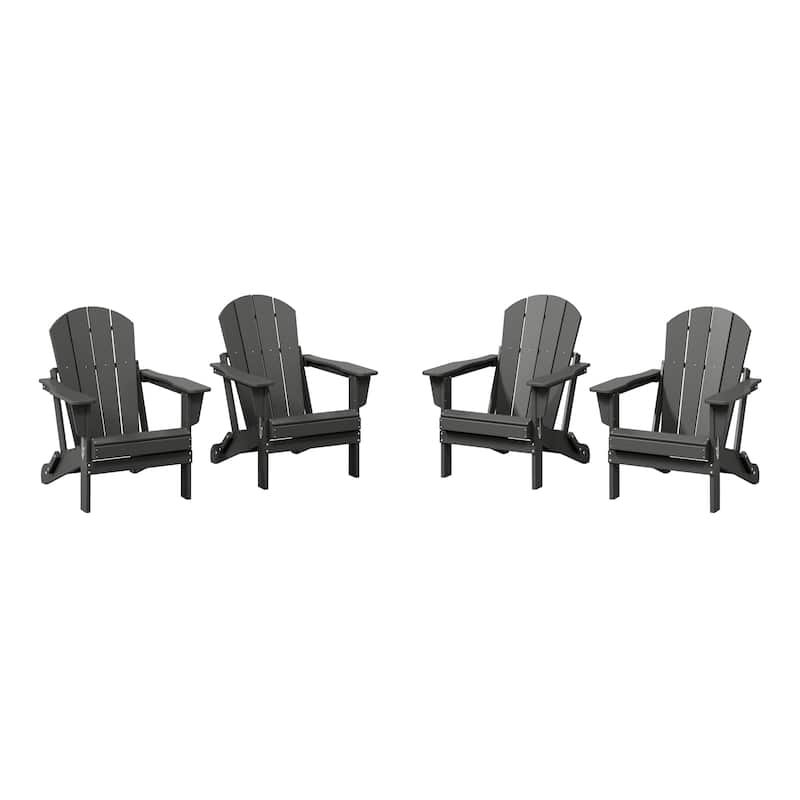 Polytrends Laguna Weather Resistant Outdoor Patio Folding Adirondack Chairs (Set of 4) - Gray