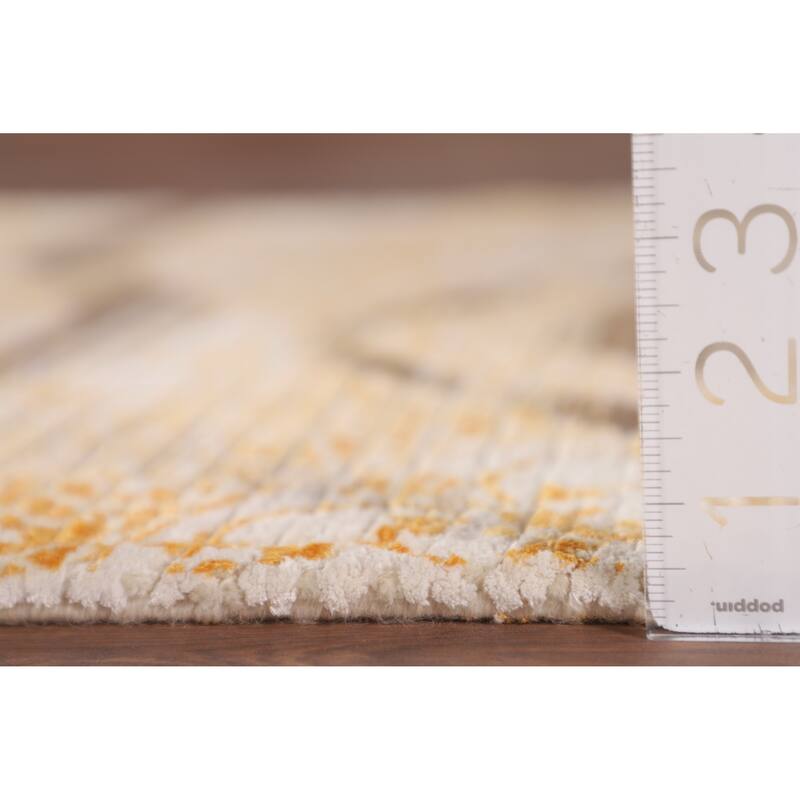 Abstract Oriental Accent Rug Handmade Striped Wool Carpet - 2'9"x 5'1"