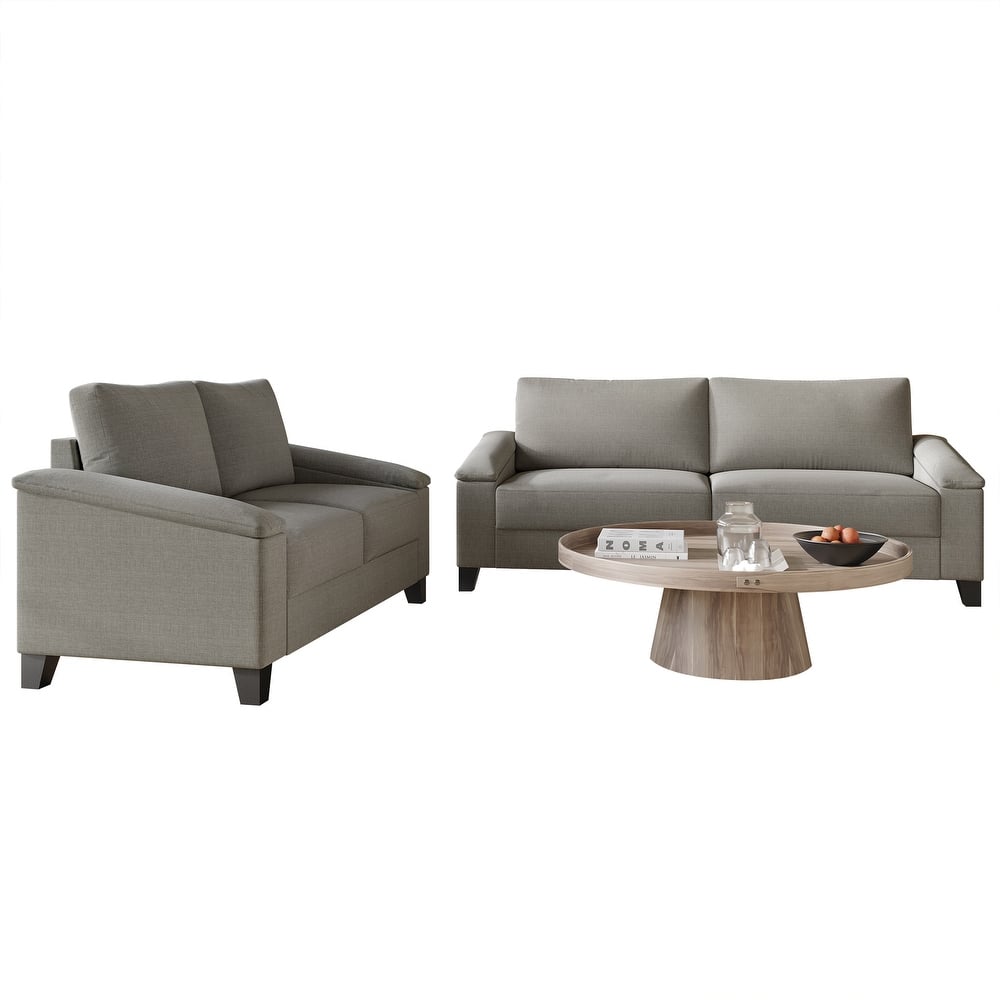 CraftPorch Simple Linen Upholstered 2-Piece Living Room Set