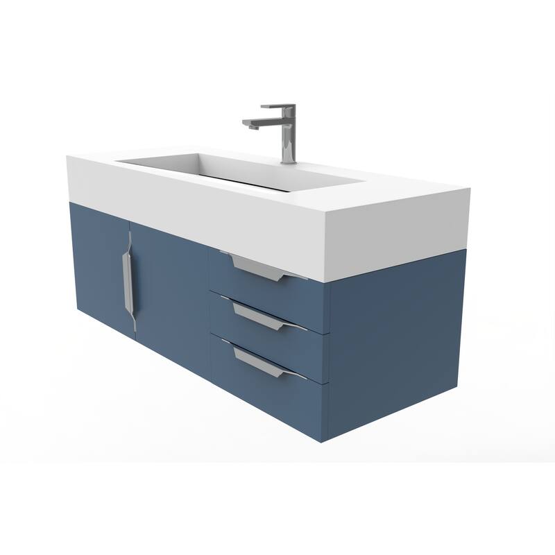 Nile 48" Wall Mounted Bathroom Vanity Set w/ White Top