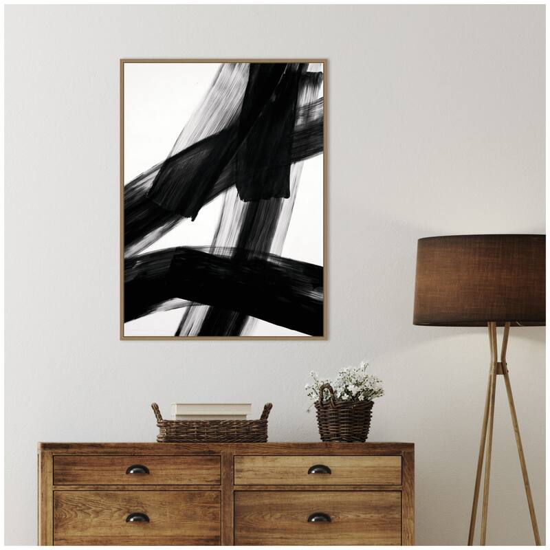 Kate and Laurel Black Mark No. 3 by Amy Lighthall Framed Canvas Wall Art Print