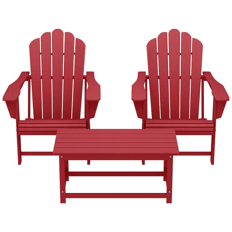 Aderson Outdoor Poly Adirondack Chair Set with Coffee Table - Red