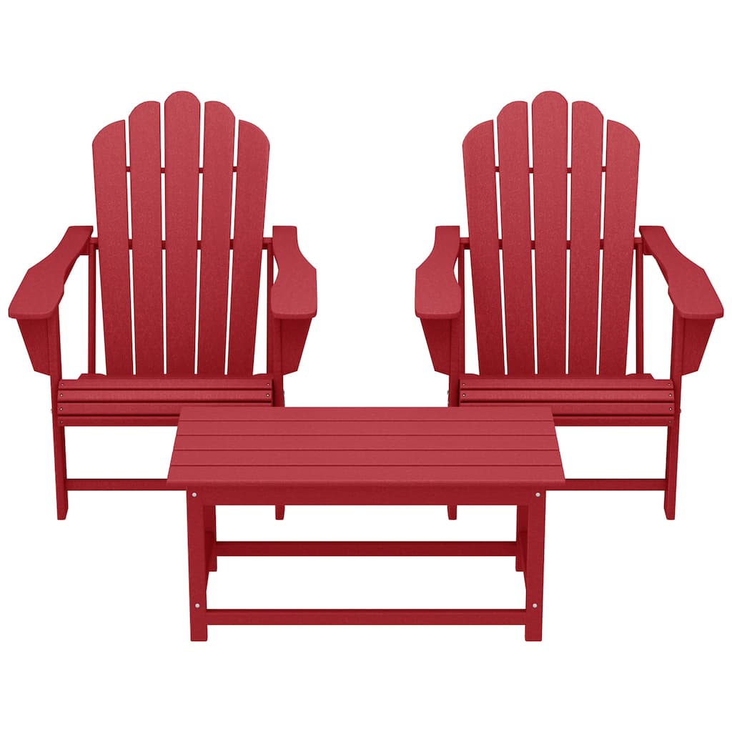 Aderson Outdoor Poly Adirondack Chair Set with Coffee Table