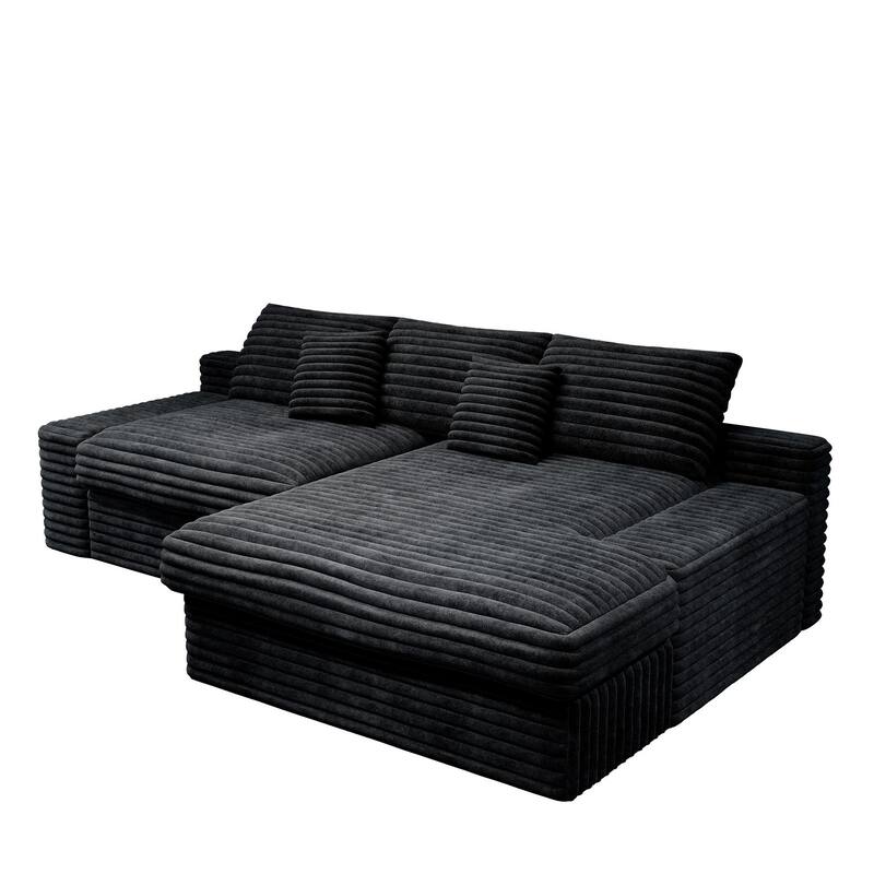 118.1" Cloud Sectional Couches for Living Room, L Shaped Modular Sofas, Corduroy Oversized Floor Couch Set with Chaise