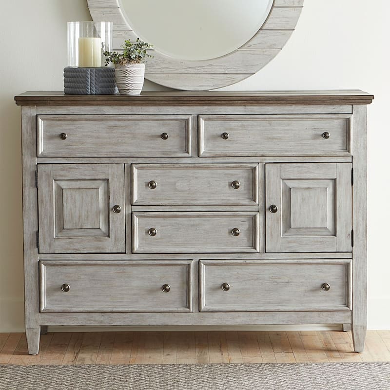 Heartland Antique White Tobacco 2 Door 6 Drawer Chesser - 6-drawer