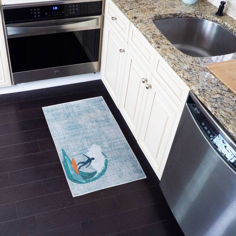 SussexHome Non-Skid Ultra-Thin Area Rugs for Laundry Room, Entryway, Bathroom and Kitchen - Washable Multipurpose Floor Mat