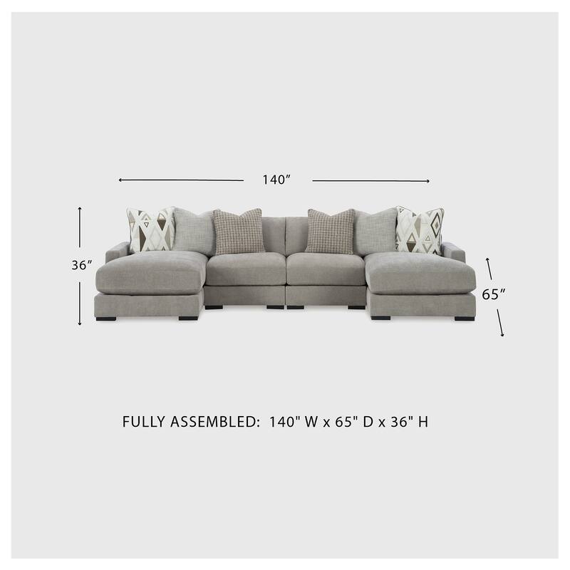 Signature Design by Ashley Aslan Court Gray 4-Piece Sofa Pit Sectional - 142" W x 65" D x 36" H