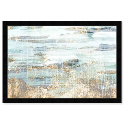 Blue Teal Abstract Watercolor Coastal Framed Art Print for Living Room