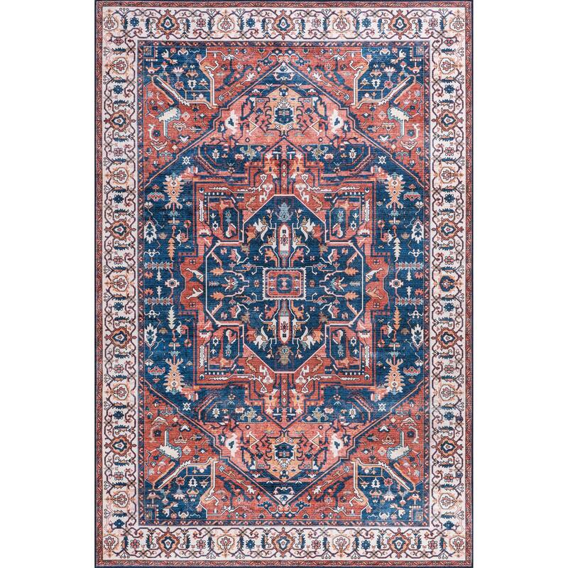 Nuloom Vita SplashGuard Vintage Medallion Machine Washable Area Rug