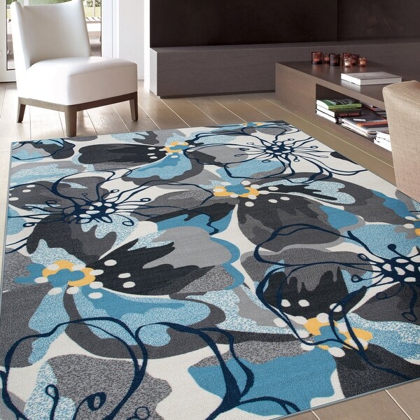 Modern Floral Non-Slip Area Rug