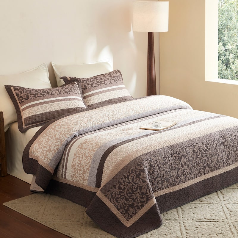 Classic Cottage Floral Cotton Quilt Bedspread Set