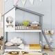 preview thumbnail 13 of 21, Playhouse-inspired Style Wood Bunk Bed with Build-in Roof, Window, Ladder, Quality Structure Grey