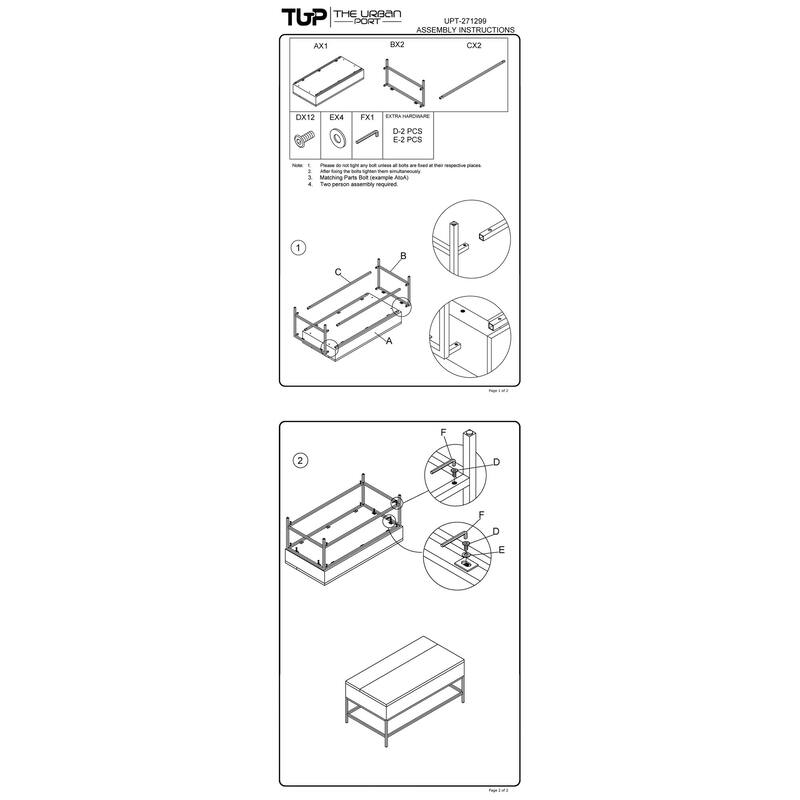 Audrey 45 inch Lift Top Mango Wood Rectangular Coffee Table - Wood and Metal, Natural Brown and Black