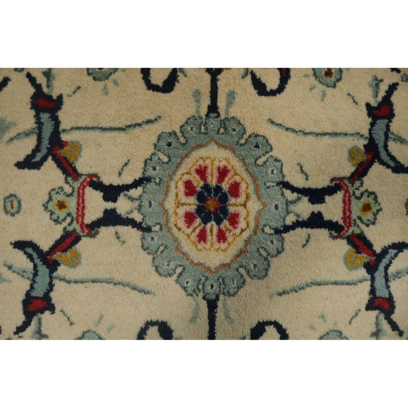 Hand Knotted Oriental 100% Wool Carpet Traditional All-Over Beige & Ivories Kashan Area Rug - 13' 7'' X 9' 7''