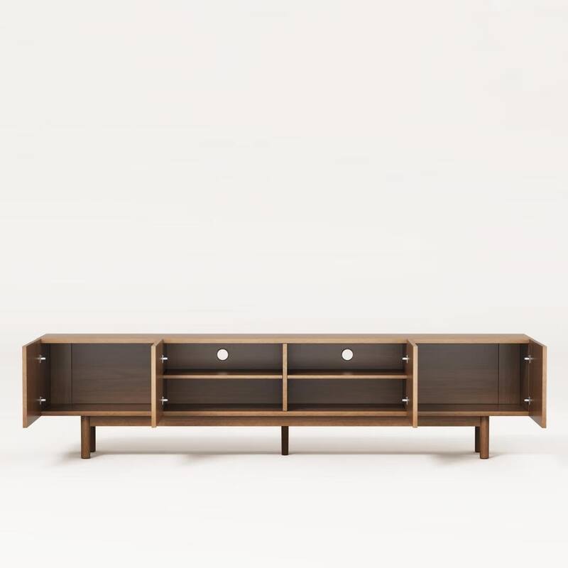 86.6'' Modern Wood TV Stand with Textured Doors & Storage, Media Console for Living Room & Bedroom, Fits TVs up to 90''