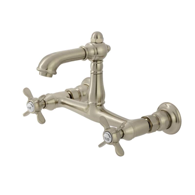 Kingston Brass Essex Two-Handle 2-Hole Wall Mount Bathroom Faucet - Brushed Nickel