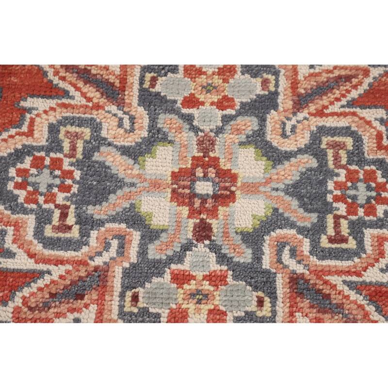 Ivory & Orange Heriz Serapi Indian Area Rug Handmade Wool Carpet - 7'10"x 9'11"