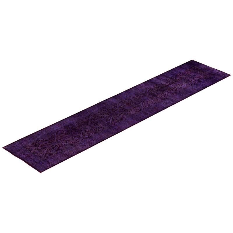 Overdyed One-of-a-Kind Hand-Knotted Runner Rug - Purple - 2' 7" x 12' 9"