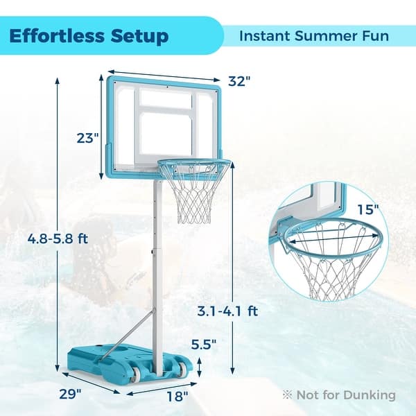 Goplus Adjustable Pool Basketball Hoop with with Fillable Base - See Details