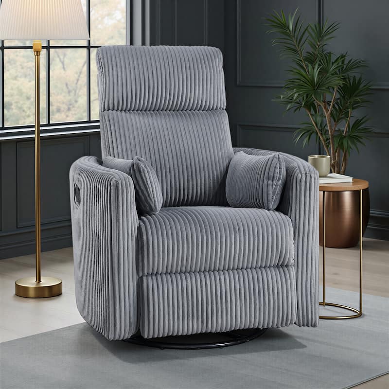 Fremont & Park Braidy Corduroy Swivel Glider Manual Reclining Chair