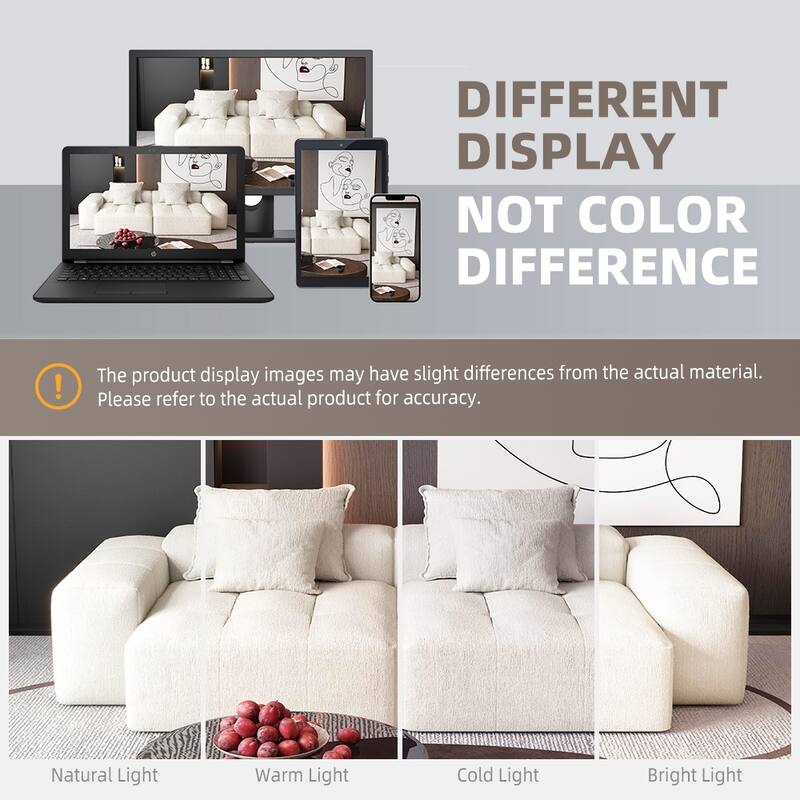 113.39" Chenille 4-Seater Modular Sofa, Sparkling Tufted and Non-Slip Base