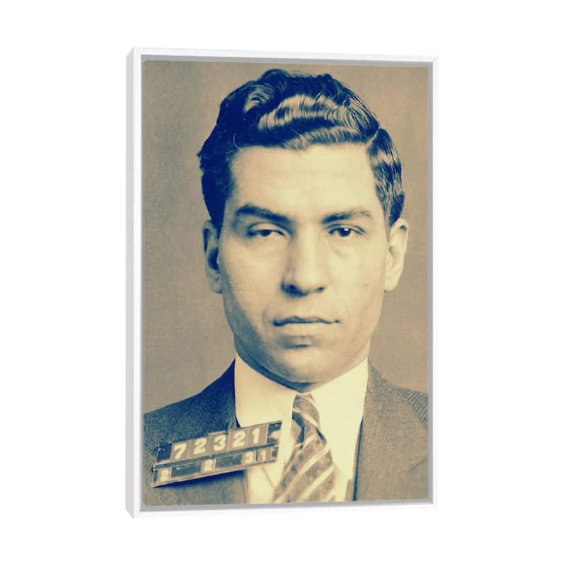 iCanvas "Charlie "Lucky" Luciano - Gangster Mugshot" by Unknown Artist Framed Canvas Print - White - 40x26