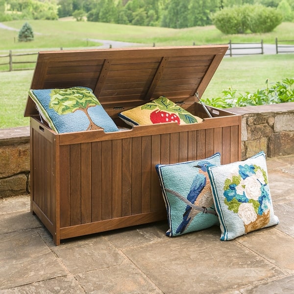 slide 2 of 3, Eucalyptus Wood Storage Box, Lancaster Outdoor Furniture Collection - Natural