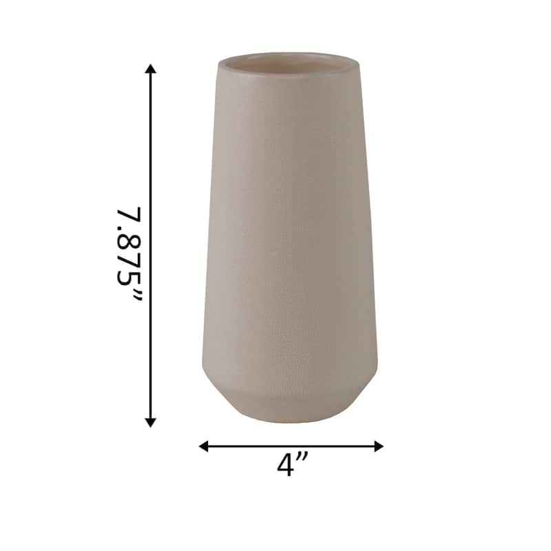 8" H Leather Finish Ceramic Vase Planter,Cream