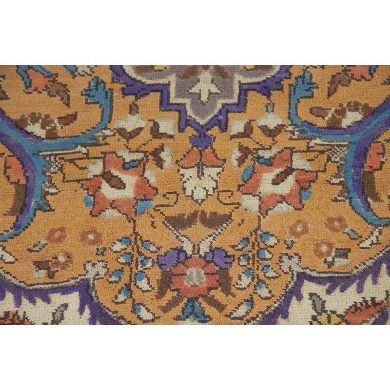 Hand Knotted Oriental 100% Wool Carpet Traditional Floral Oranges & Rust Tabriz Area Rug - 10' 7'' X 6' 5''